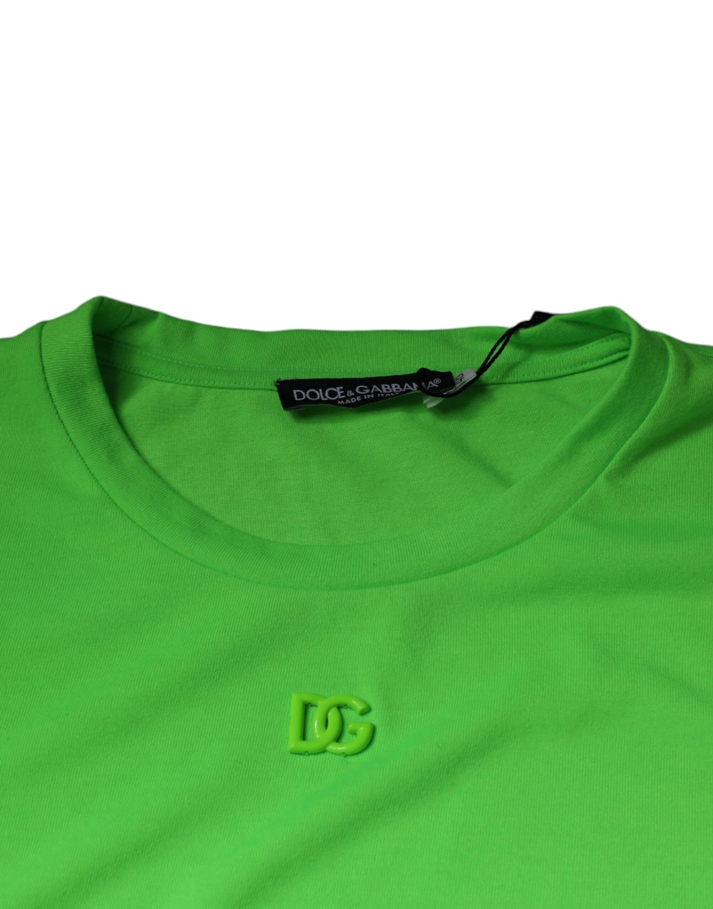 Dolce &amp; Gabbana Green Logo Round Neck Short Sleeves T-shirt