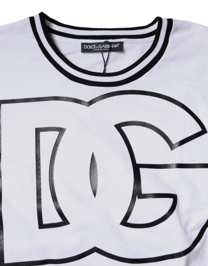 Dolce &amp; Gabbana White Logo Print Crew Neck T-shirt