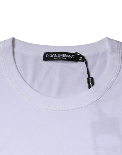 Dolce &amp; Gabbana White Cotton Round Neck Short Sleeve T-shirt