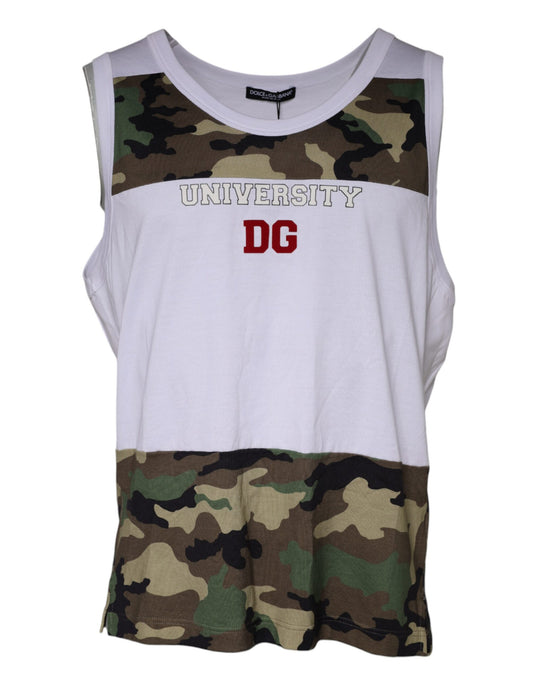 Dolce &amp; Gabbana White Camouflage Tank Sleeveless T-shirt