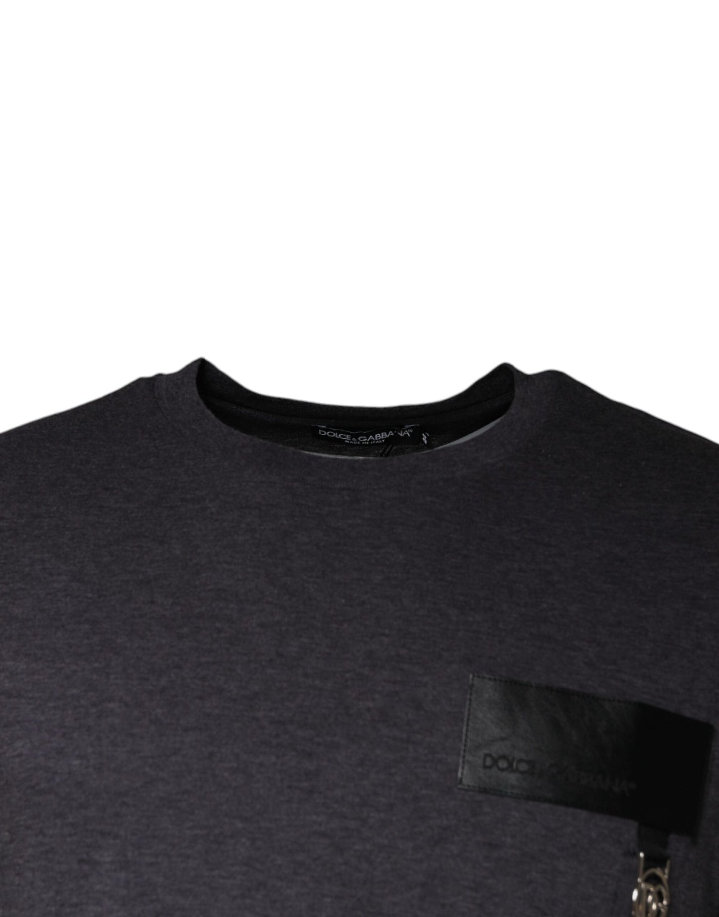 Dolce &amp; Gabbana Gray Logo Patch Cotton Crew Neck T-shirt