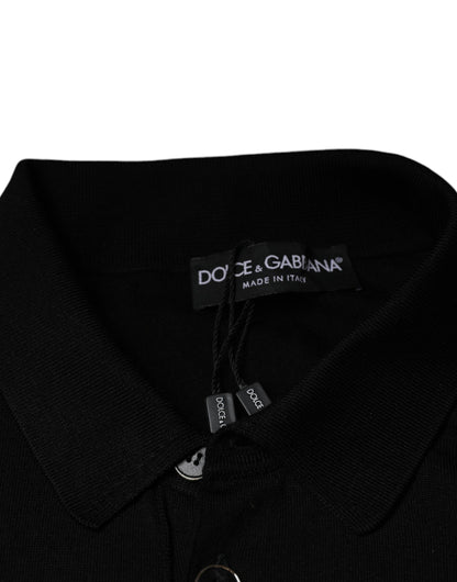 Dolce &amp; Gabbana Black Silk Short Sleeves Men Polo T-shirt