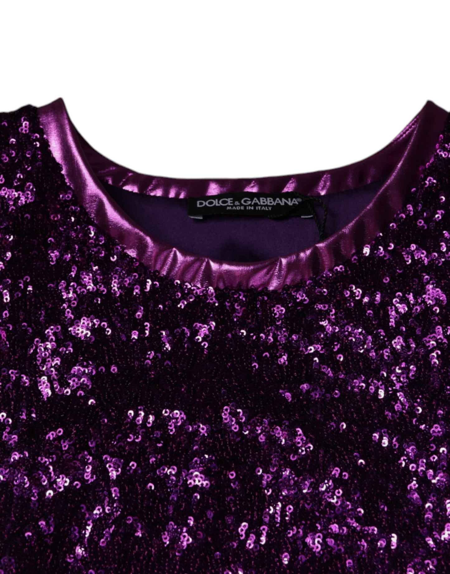 Dolce &amp; Gabbana Purple Sequin Round Neck Sleeveless T-shirt