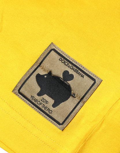 Dolce &amp; Gabbana Yellow 2019 Year Of The Pig Short Sleeves T-shirt