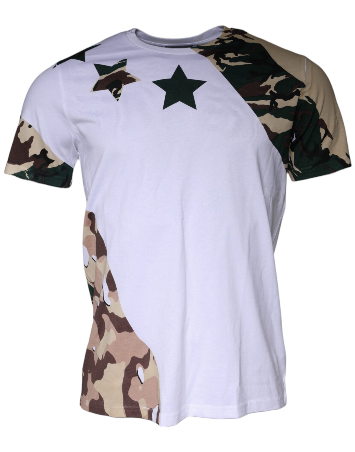 Dolce &amp; Gabbana White Camouflage Stars Crew Neck T-shirt