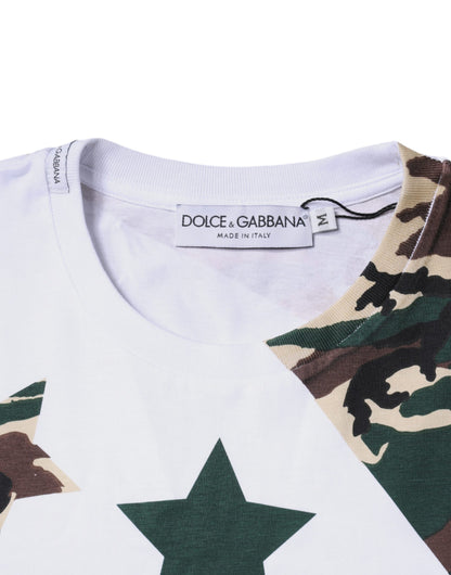 Dolce &amp; Gabbana White Camouflage Stars Crew Neck T-shirt