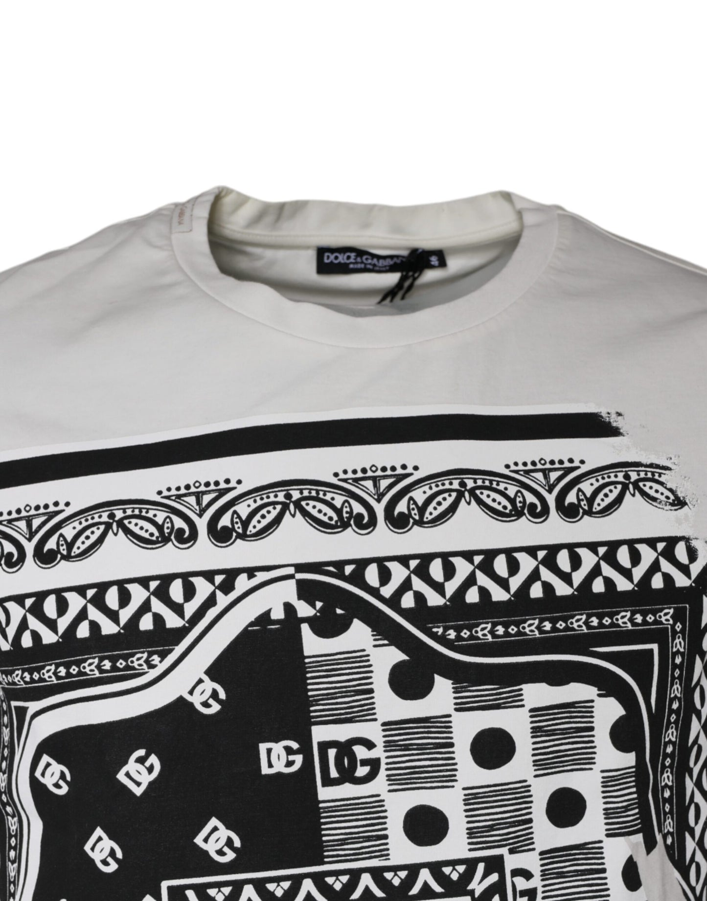 Dolce &amp; Gabbana White Bandana Print Cotton Short Sleeves T-shirt