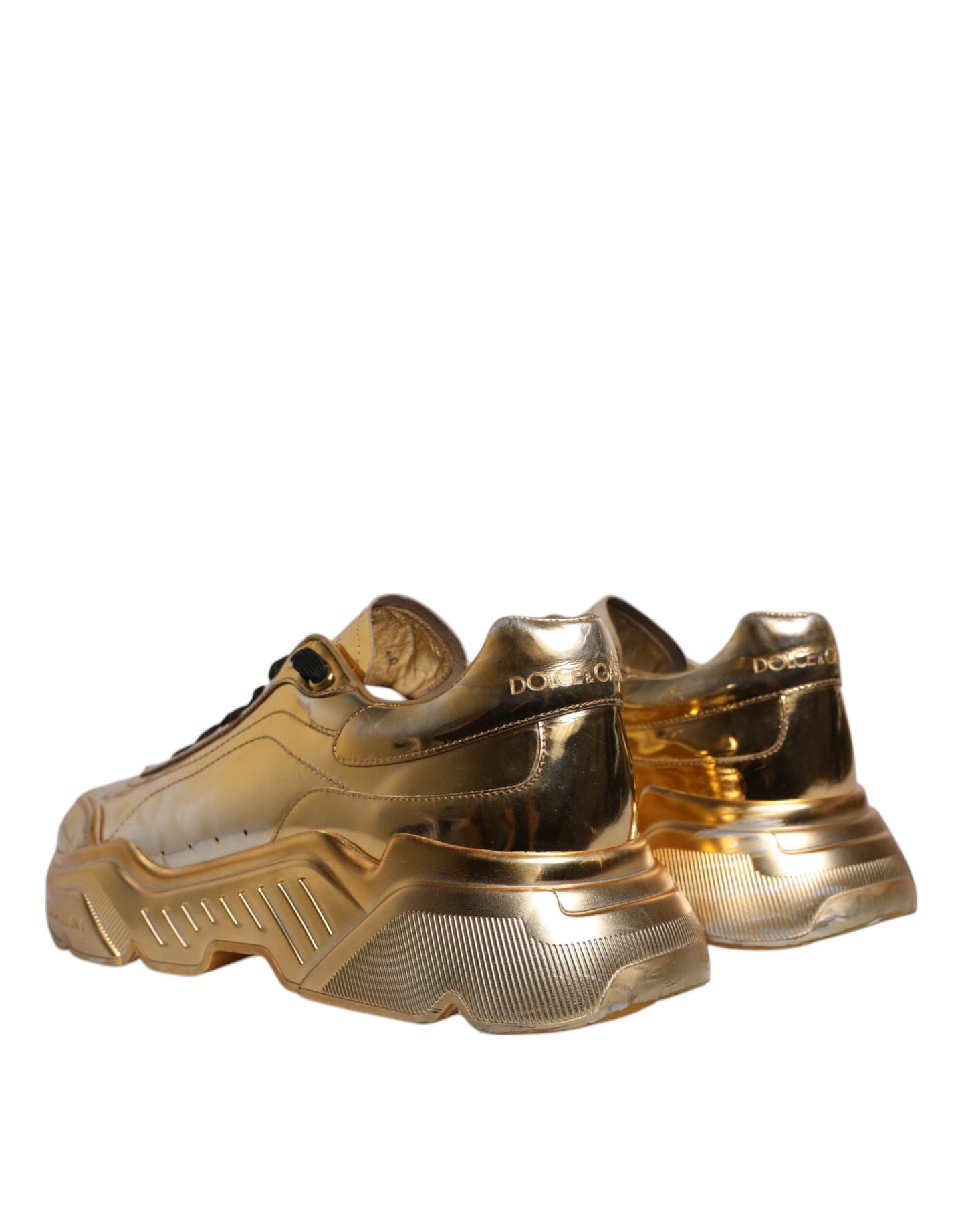 Dolce &amp; Gabbana Gold Leather Daymaster Low Top Sneakers Shoes