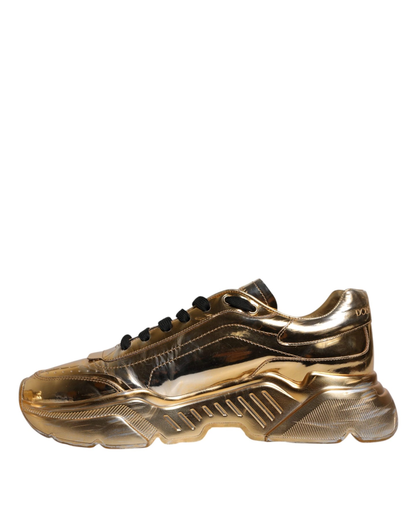 Dolce &amp; Gabbana Gold Leather Daymaster Low Top Sneakers Shoes