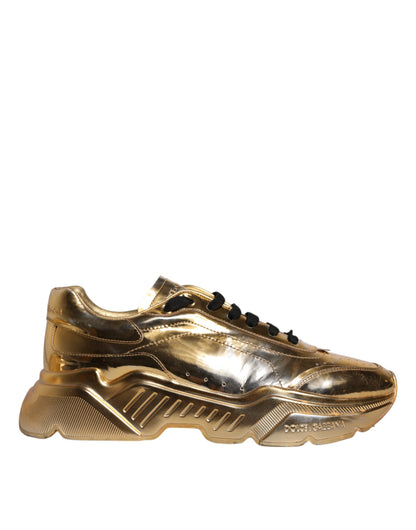 Dolce &amp; Gabbana Gold Leather Daymaster Low Top Sneakers Shoes