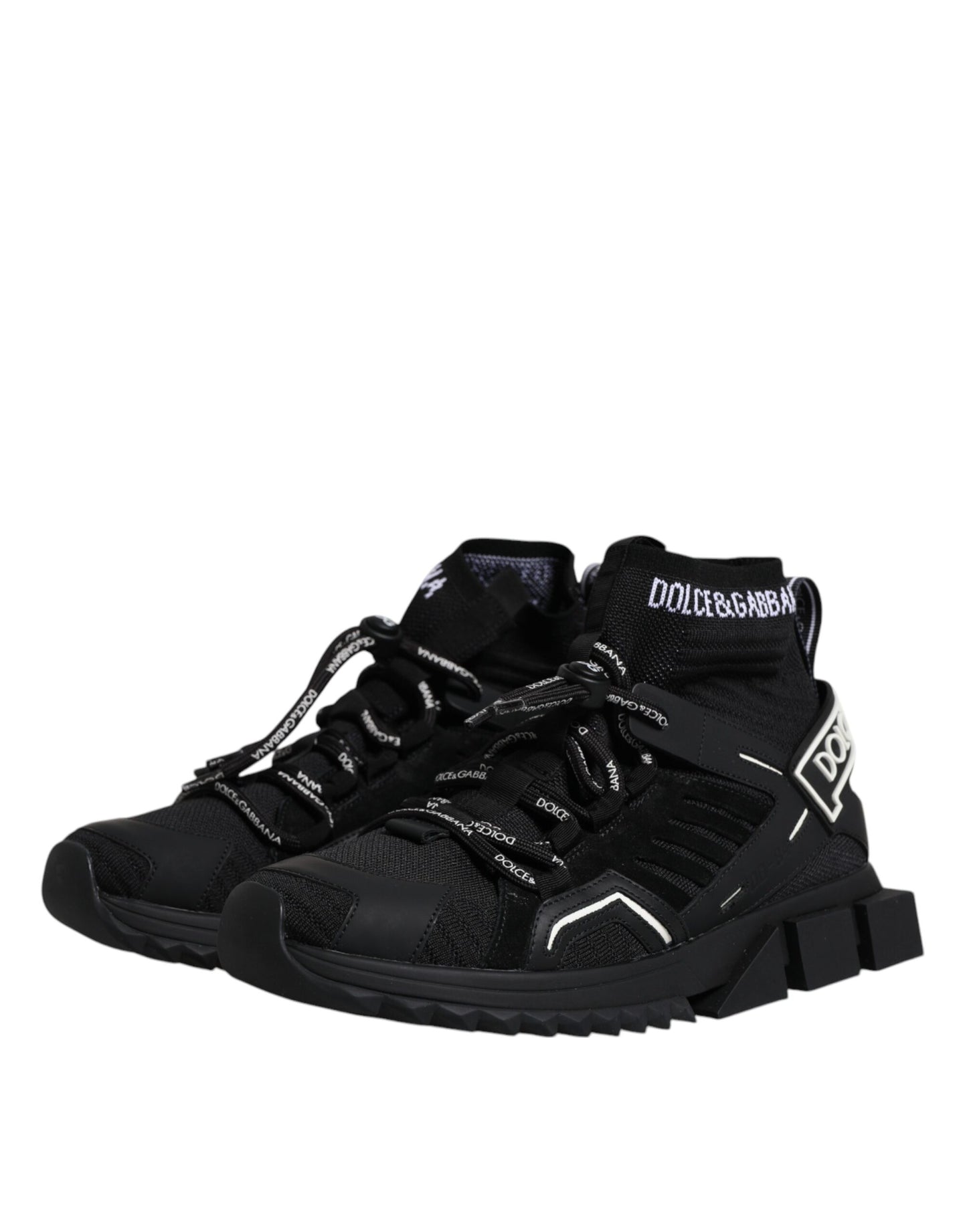 Dolce &amp; Gabbana Black Sorrento Logo Men Sneakers Socks Shoes