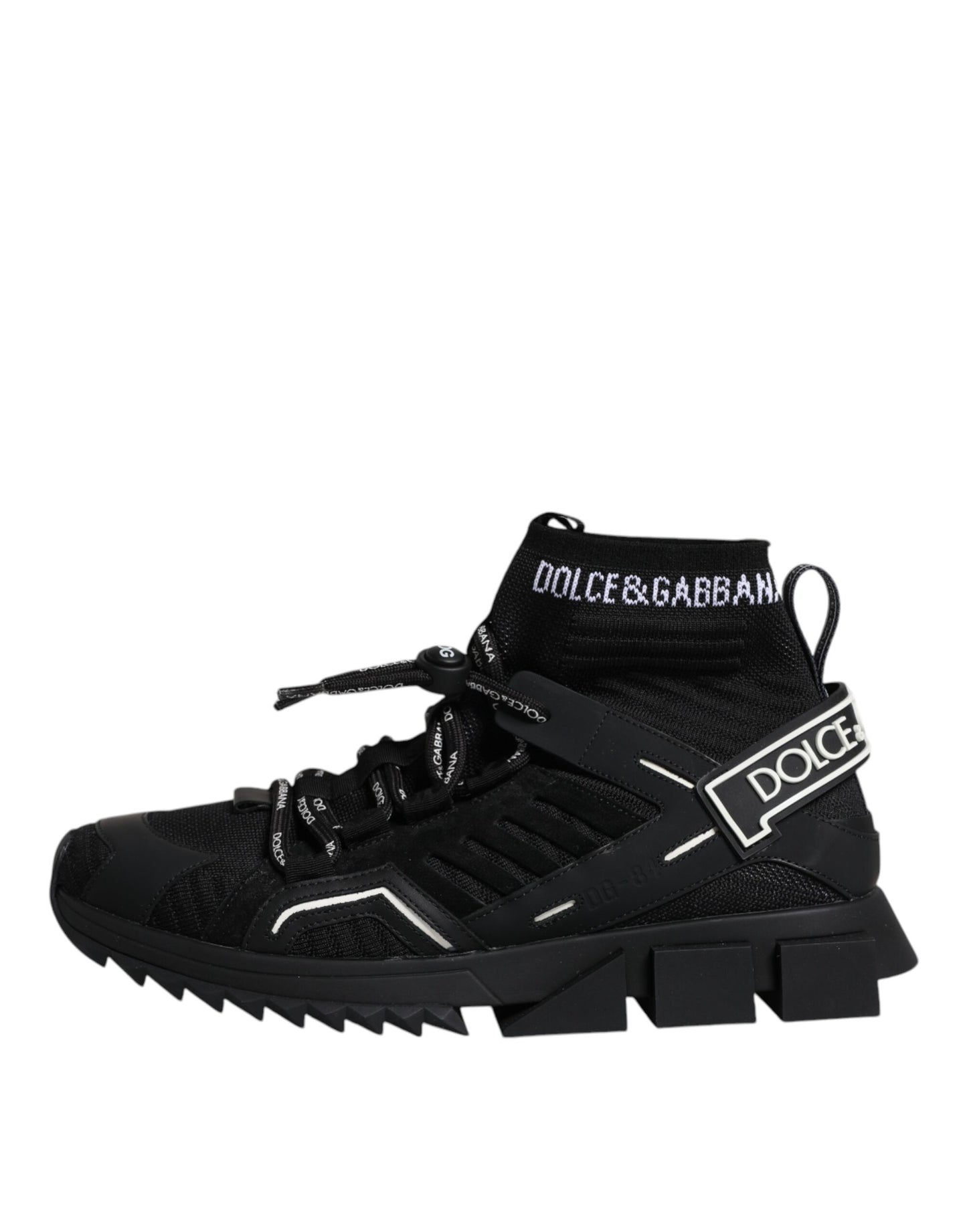 Dolce &amp; Gabbana Black Sorrento Logo Men Sneakers Socks Shoes