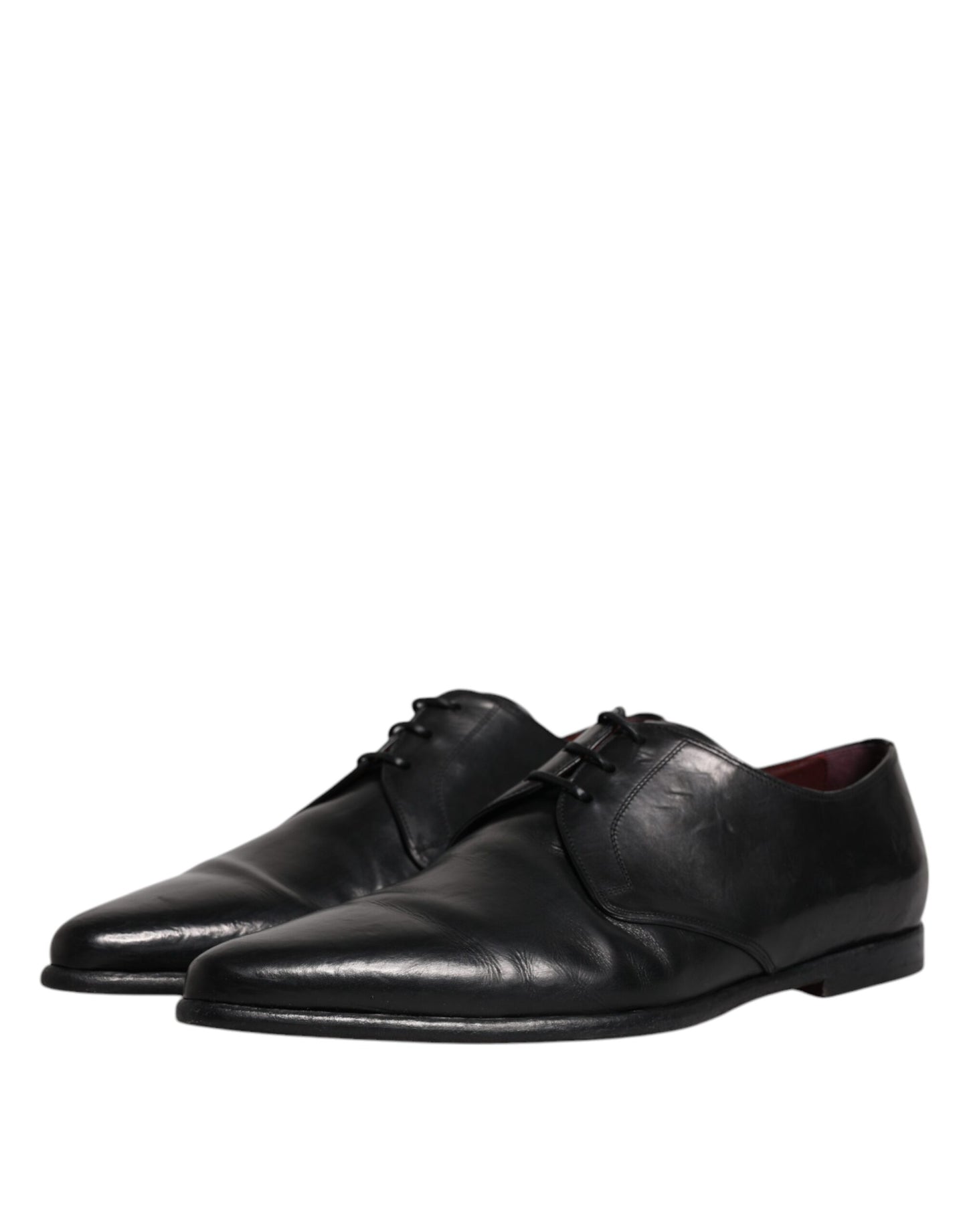 Dolce &amp; Gabbana Black Leather Lace Up Men Derby Formal Shoes