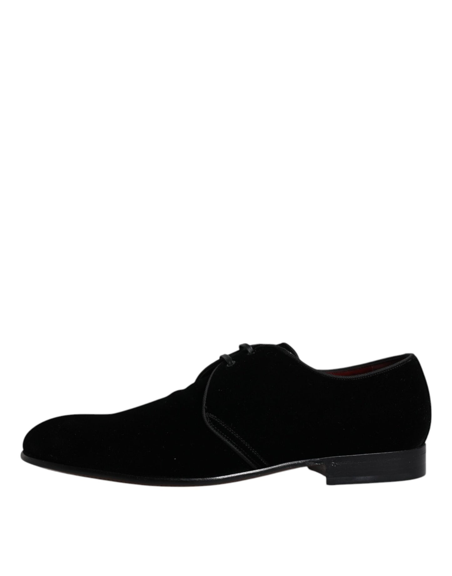 Dolce &amp; Gabbana Black Velvet Leather Lace Up Derby Shoes