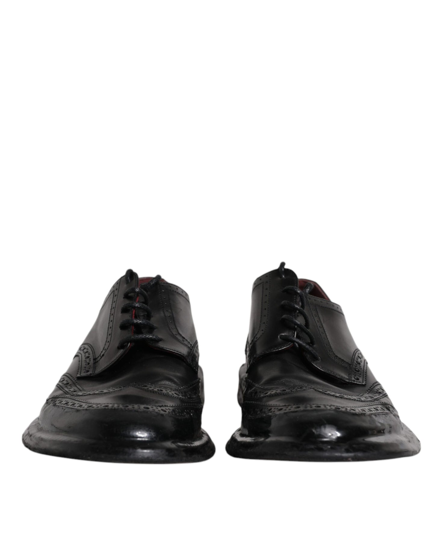 Dolce &amp; Gabbana Black Leather Derby Wingtip Formal Shoes