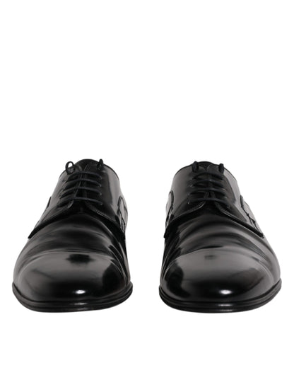 Dolce &amp; Gabbana Black Leather Lace Up Derby Formal Shoes