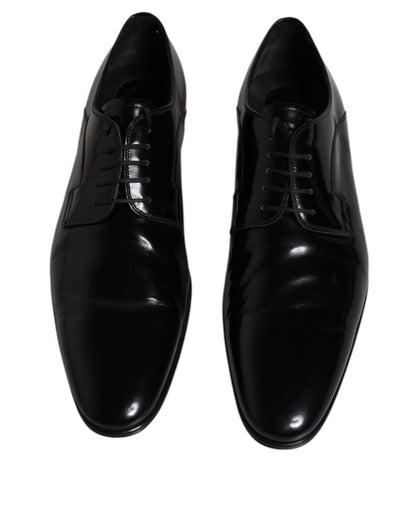 Dolce &amp; Gabbana Black Leather Lace Up Derby Formal Shoes