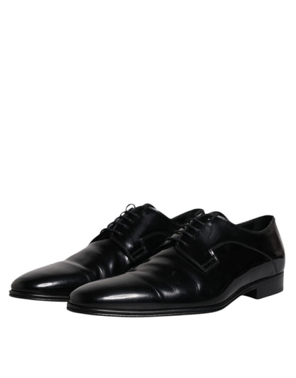 Dolce &amp; Gabbana Black Leather Lace Up Derby Formal Shoes