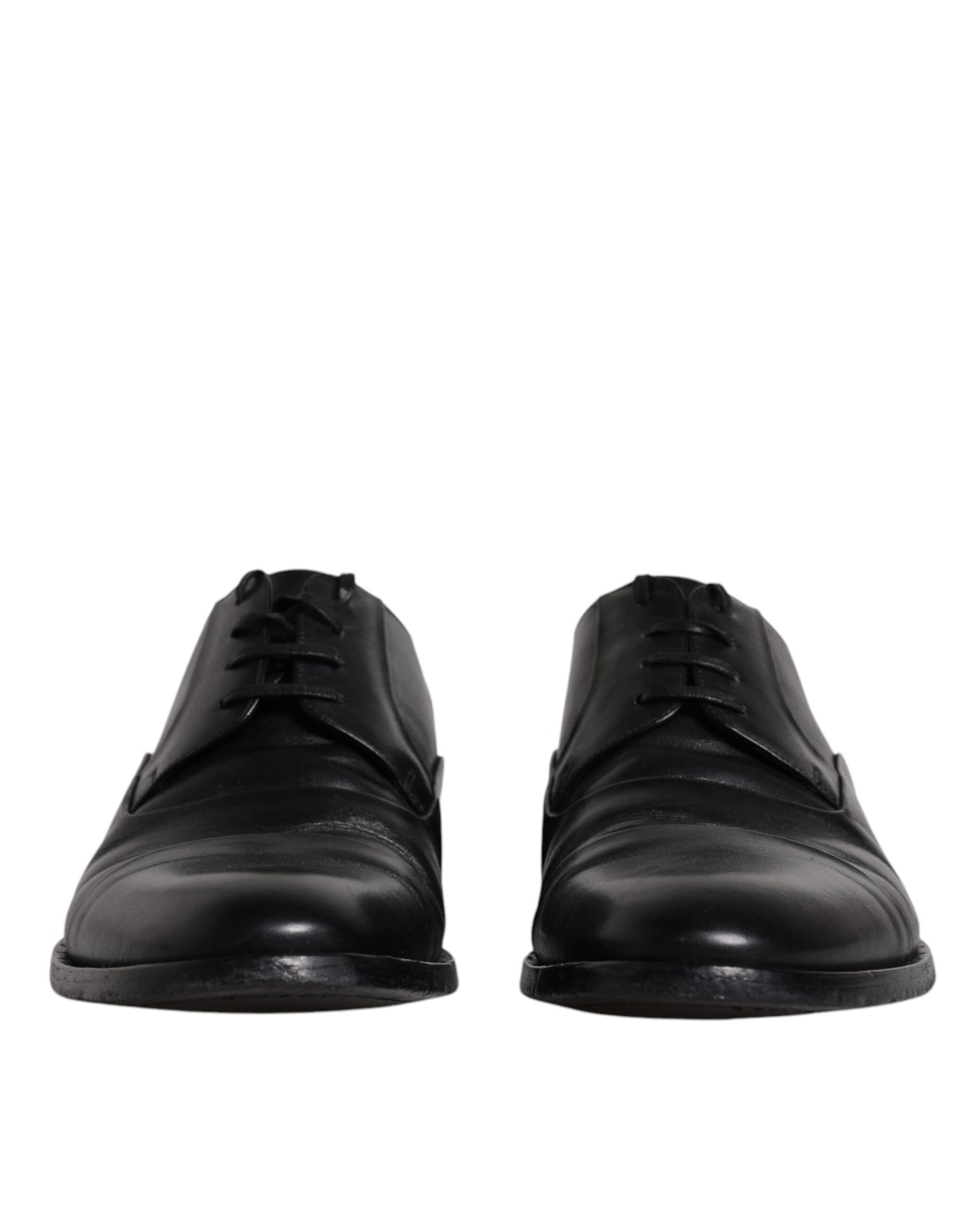 Dolce &amp; Gabbana Black Leather Lace Up Men Derby Formal Shoes