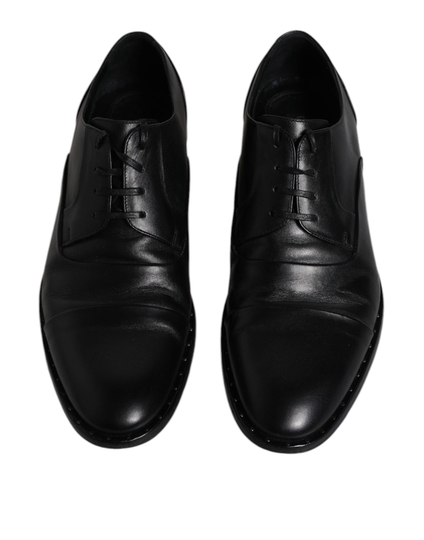 Dolce &amp; Gabbana Black Leather Lace Up Men Derby Formal Shoes