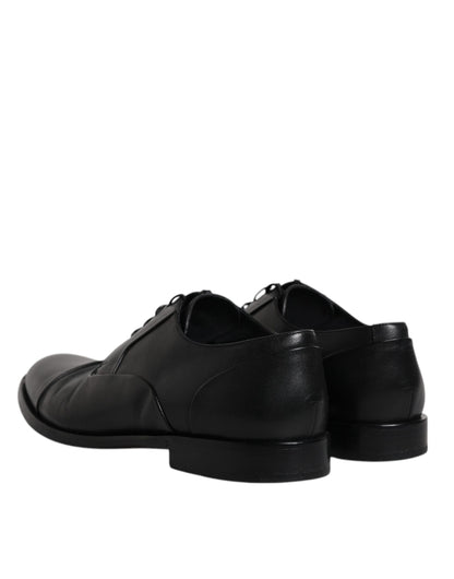 Dolce &amp; Gabbana Black Leather Lace Up Men Derby Formal Shoes