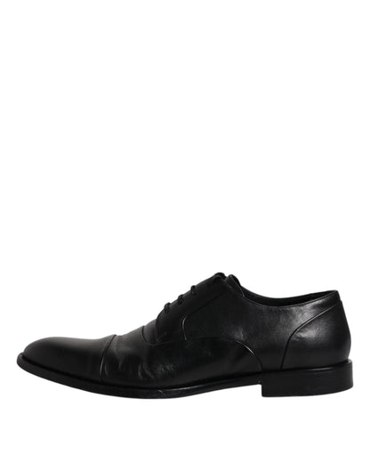 Dolce &amp; Gabbana Black Leather Lace Up Men Derby Formal Shoes