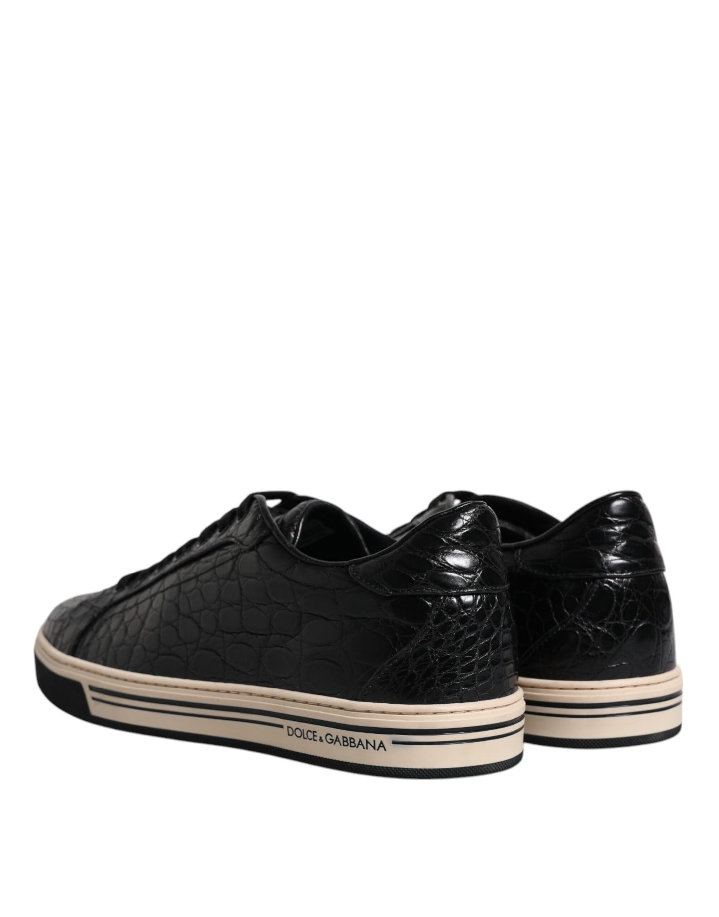 Dolce &amp; Gabbana Black Leather Low Top Men Sneakers Shoes