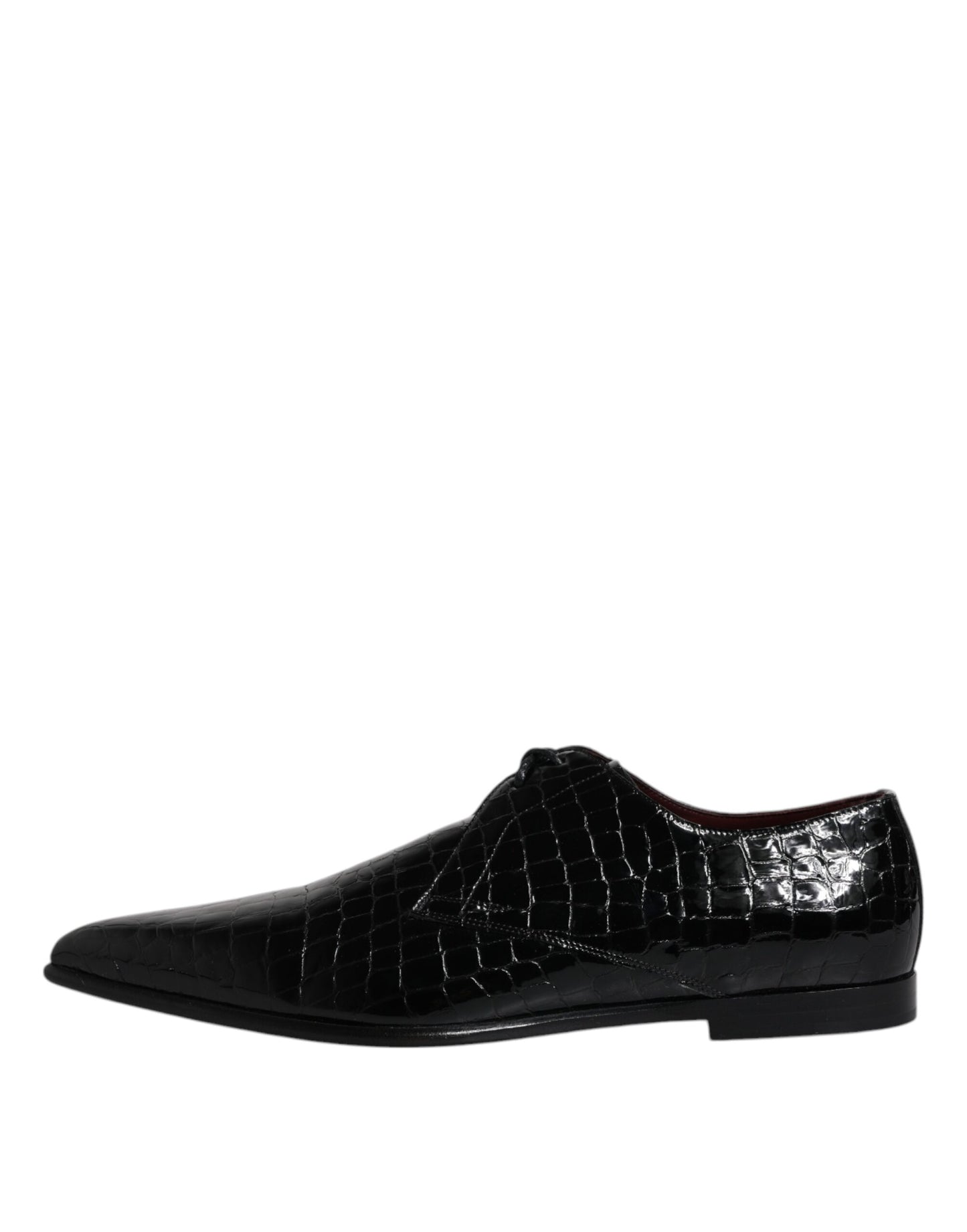 Dolce &amp; Gabbana Black Exotic Leather Mens Derby Formal Shoes