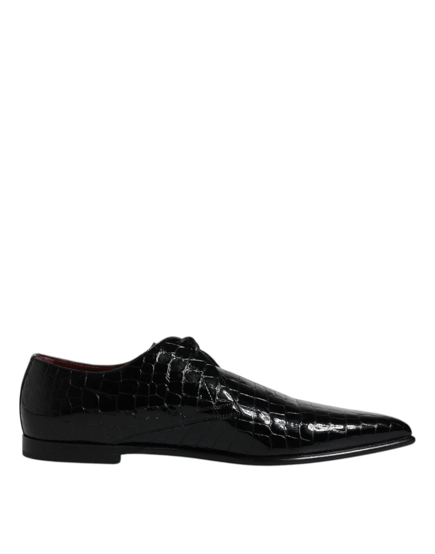 Dolce &amp; Gabbana Black Exotic Leather Mens Derby Formal Shoes