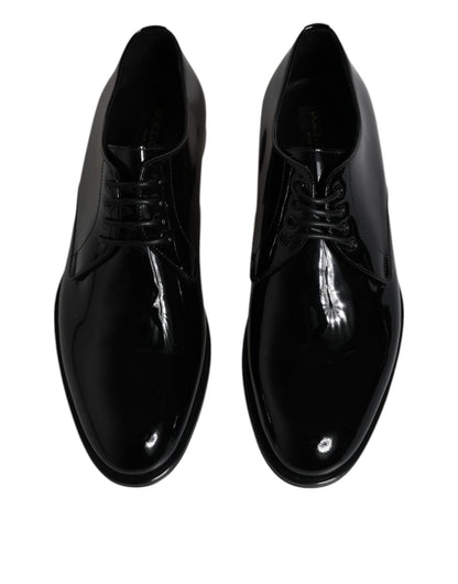 Dolce &amp; Gabbana Black Patent Leather Derby Formal Dress Shoes