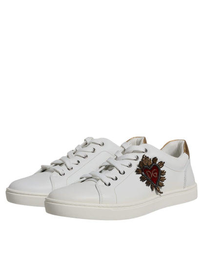 Dolce &amp; Gabbana White London Heart Low Top Sneakers Shoes