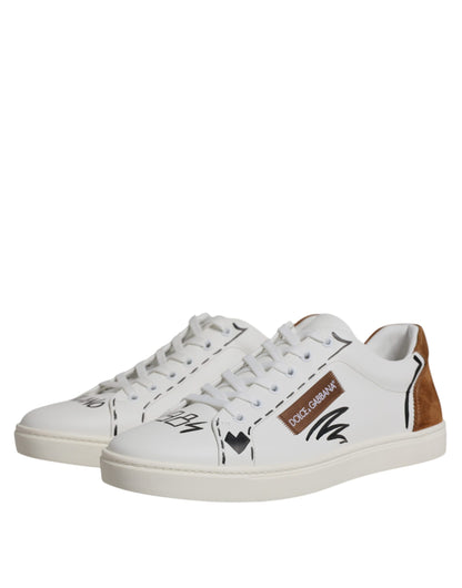 Dolce &amp; Gabbana White Brown London Low Top Men Sneakers Shoes