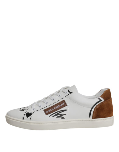 Dolce &amp; Gabbana White Brown London Low Top Men Sneakers Shoes