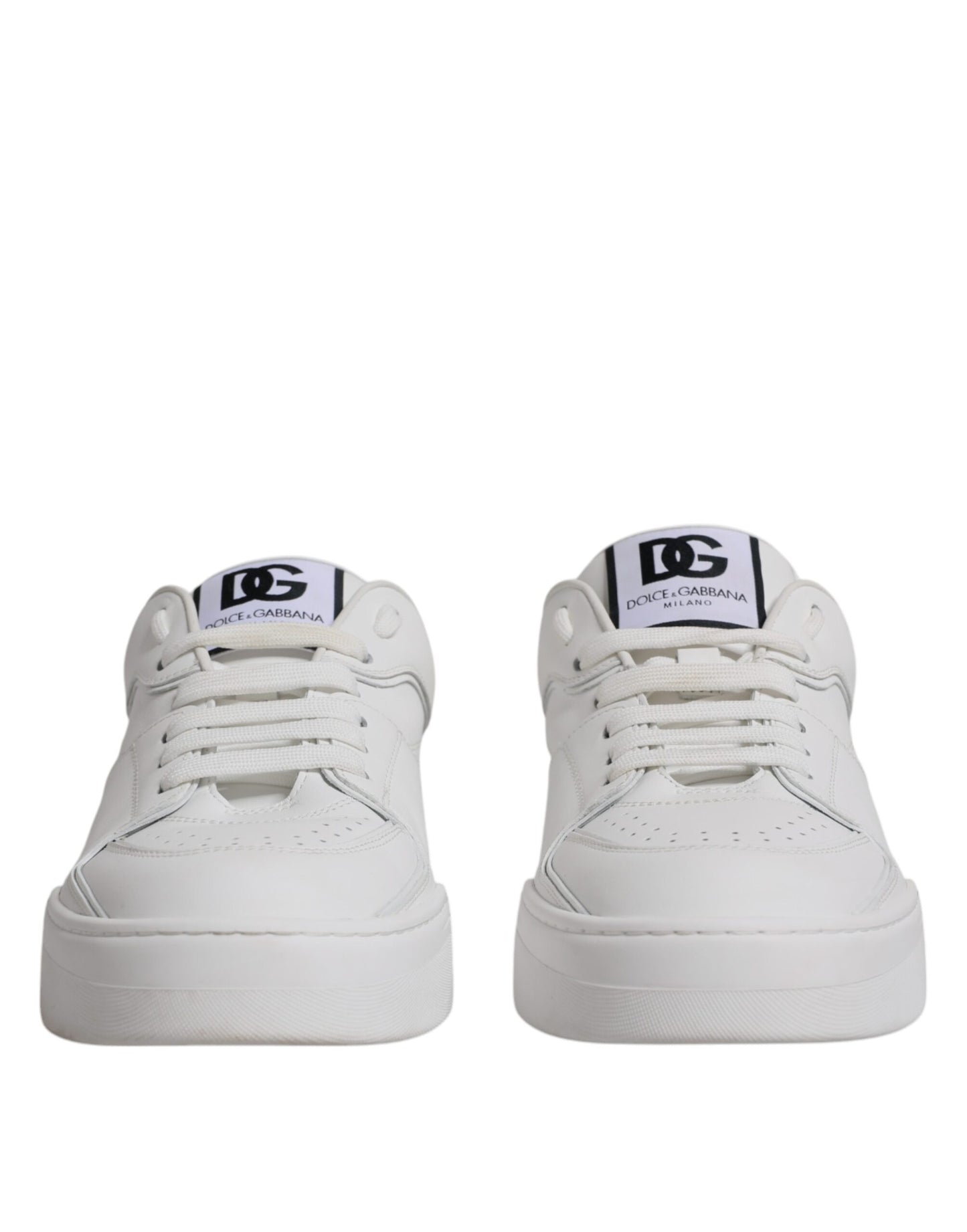 Dolce &amp; Gabbana White Miami Leather Low Top Sneakers Shoes