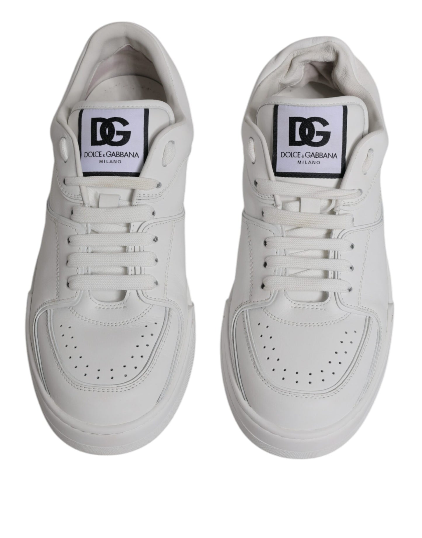 Dolce &amp; Gabbana White Miami Leather Low Top Sneakers Shoes