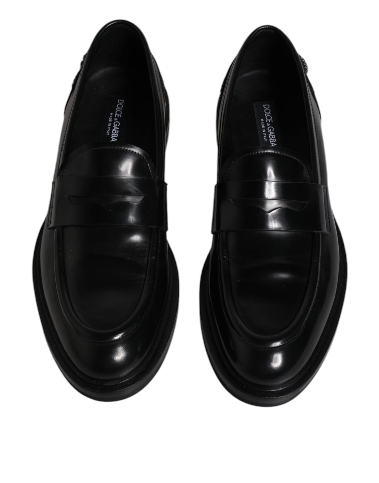 Dolce &amp; Gabbana Black Leather Moccasin Formal Dress Shoes