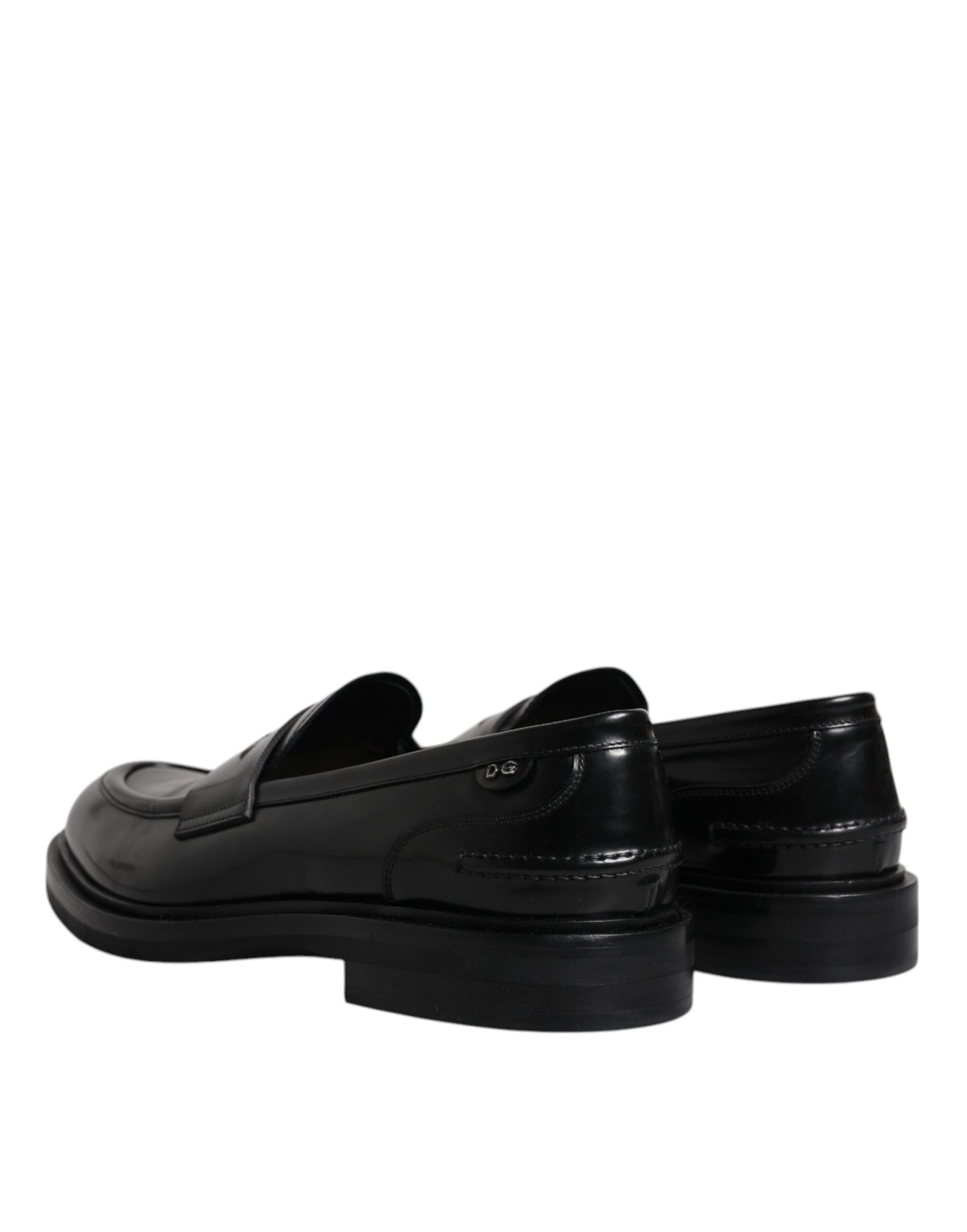 Dolce &amp; Gabbana Black Leather Moccasin Formal Dress Shoes