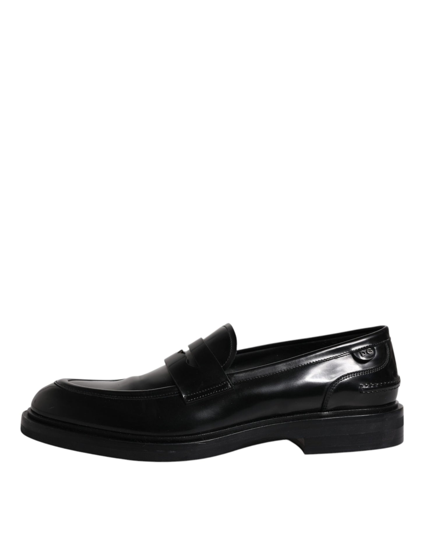 Dolce &amp; Gabbana Black Leather Moccasin Formal Dress Shoes