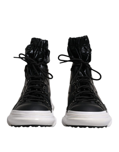 Dolce &amp; Gabbana Black Nylon Galileo High Top Sneakers Shoes