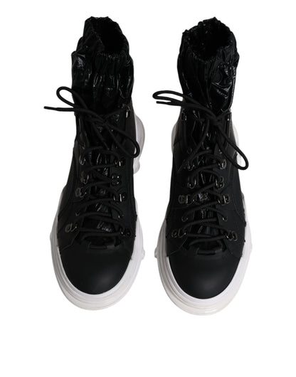 Dolce &amp; Gabbana Black Nylon Galileo High Top Sneakers Shoes