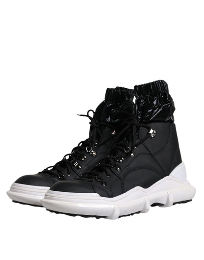 Dolce &amp; Gabbana Black Nylon Galileo High Top Sneakers Shoes