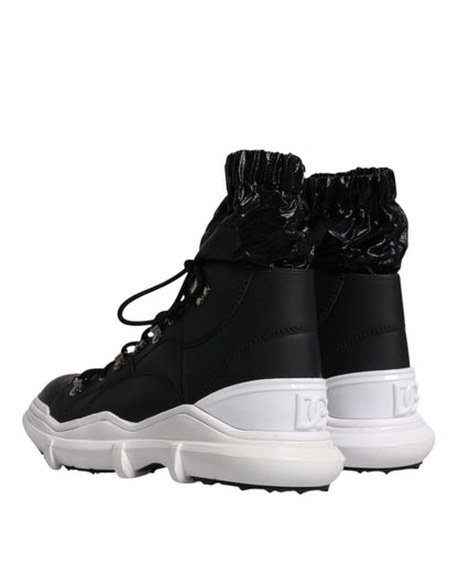 Dolce &amp; Gabbana Black Nylon Galileo High Top Sneakers Shoes