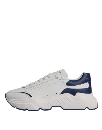 Dolce &amp; Gabbana White Blue DAYMASTER Leather Sneakers Shoes