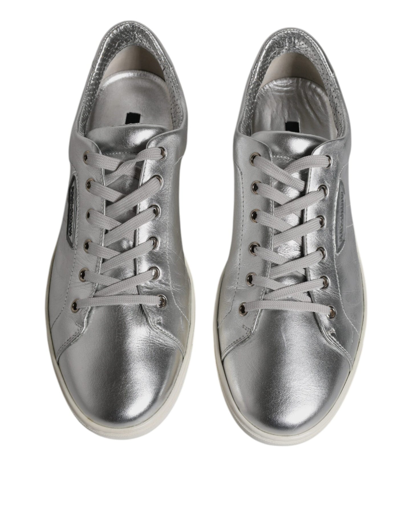 Dolce &amp; Gabbana Silver London Low Top Leather Sneakers Shoes