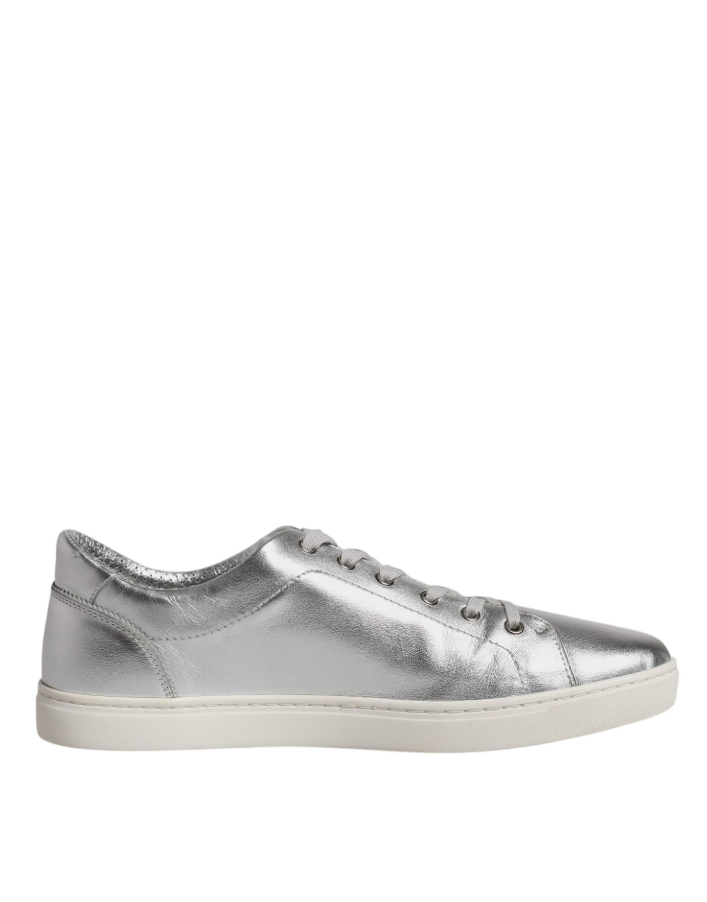 Dolce &amp; Gabbana Silver London Low Top Leather Sneakers Shoes