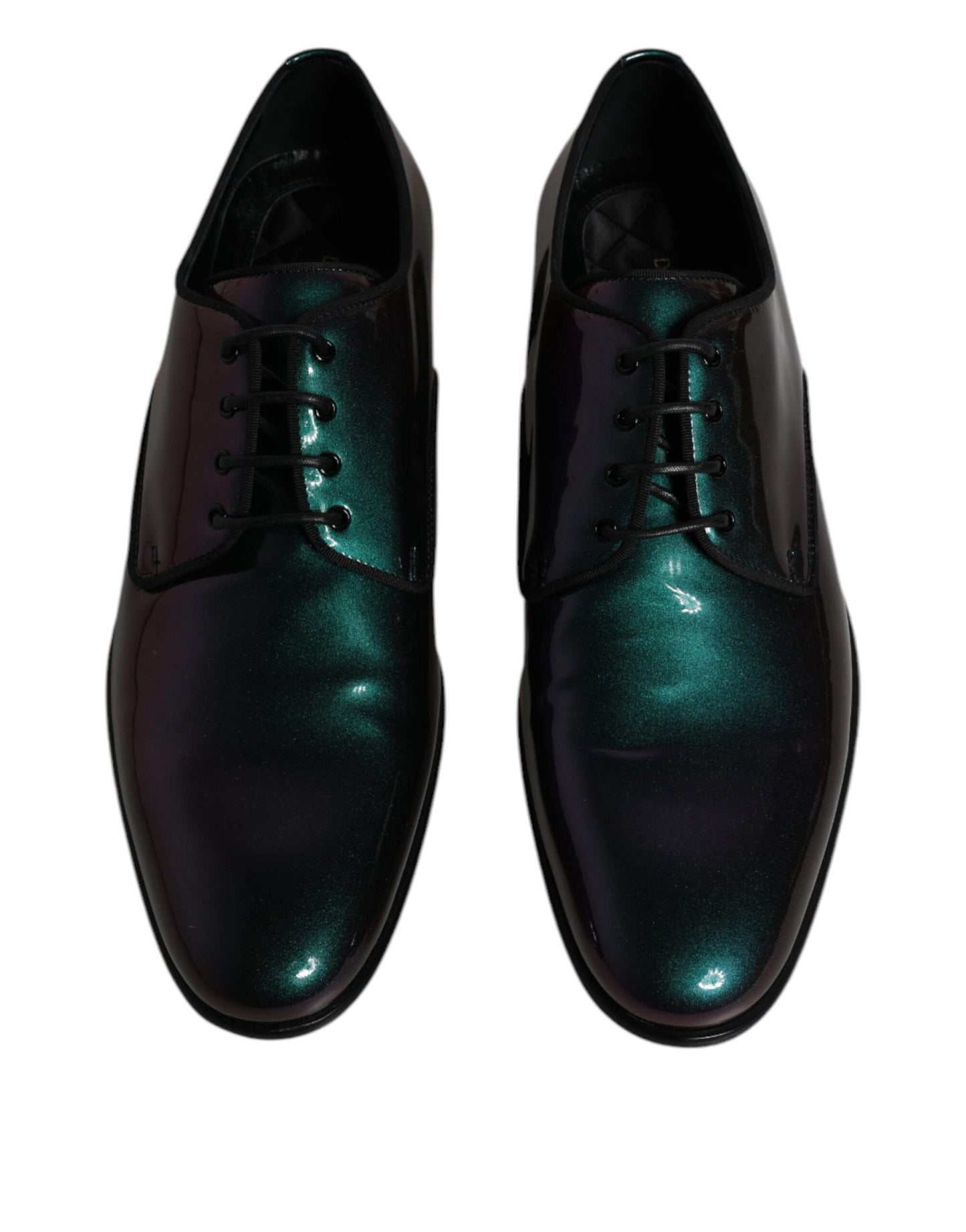 Dolce &amp; Gabbana Peacock Patent Leather Derby Men Dress Shoes