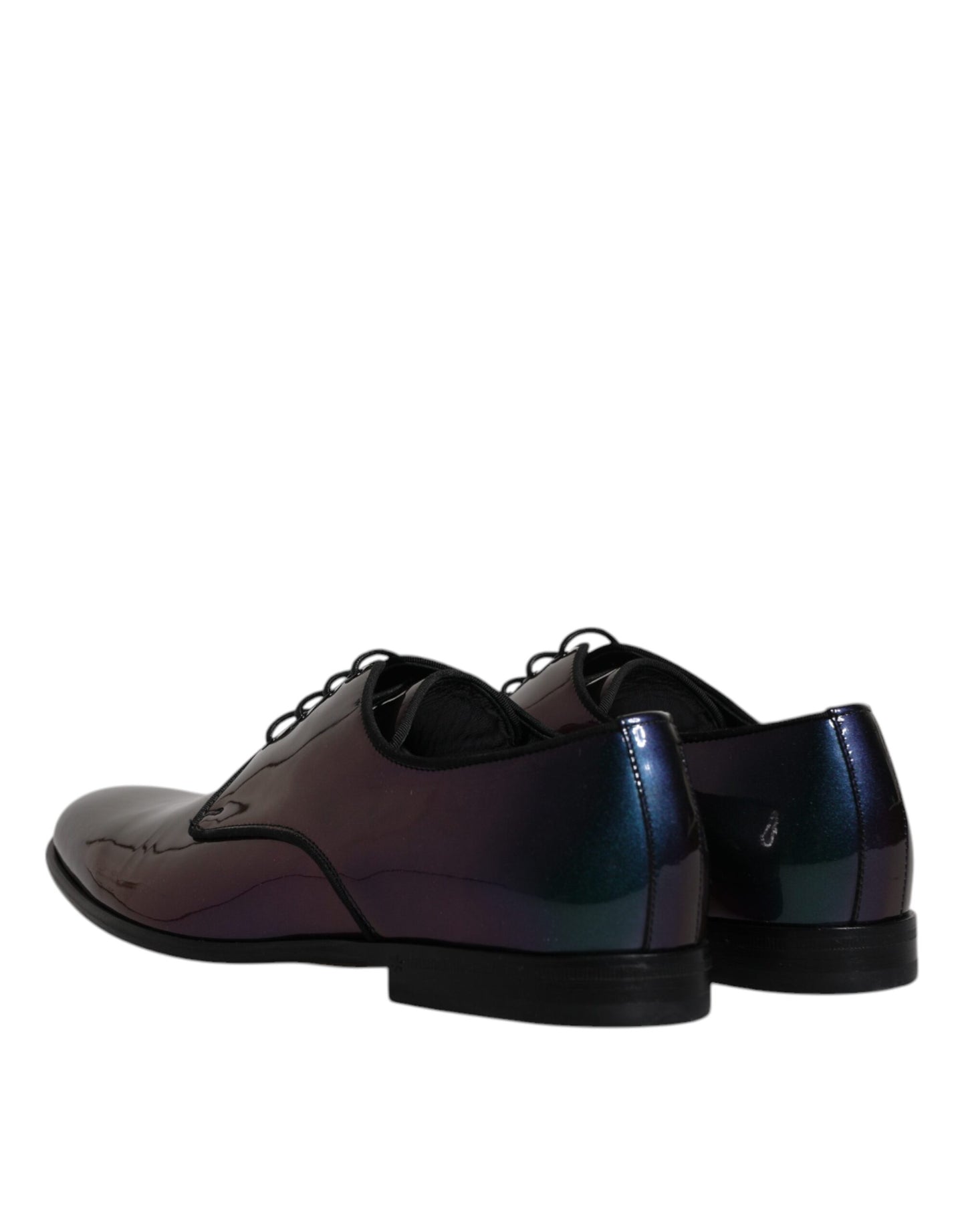 Dolce &amp; Gabbana Peacock Patent Leather Derby Men Dress Shoes