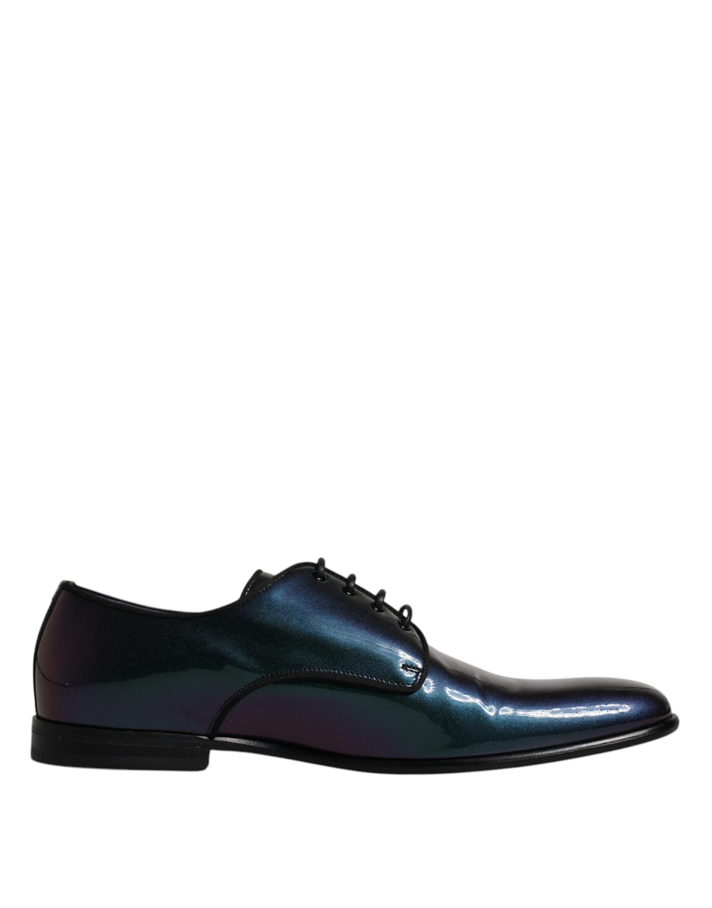 Dolce &amp; Gabbana Peacock Patent Leather Derby Men Dress Shoes