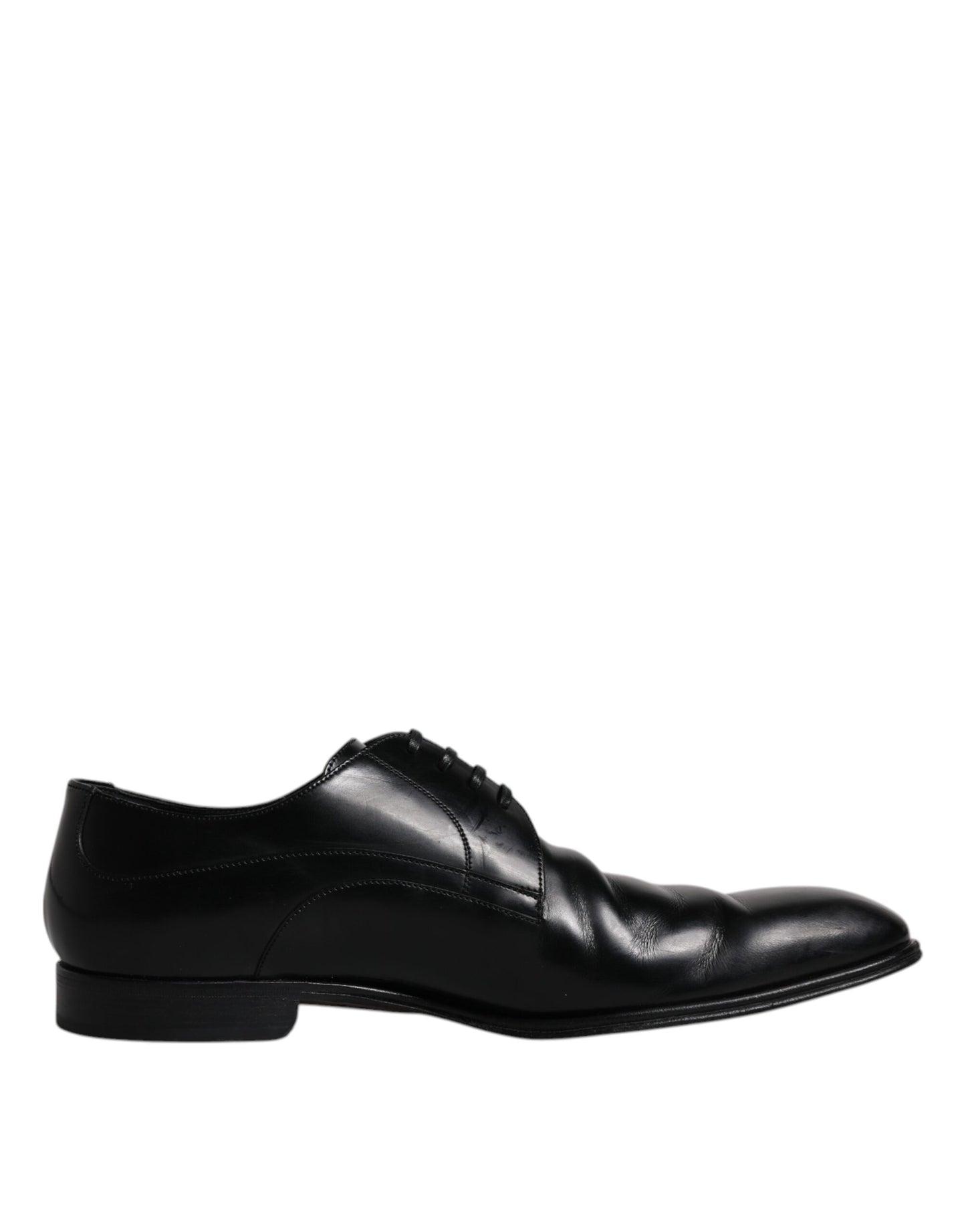 Dolce &amp; Gabbana Black Leather Derby Formal Men Dress Shoes