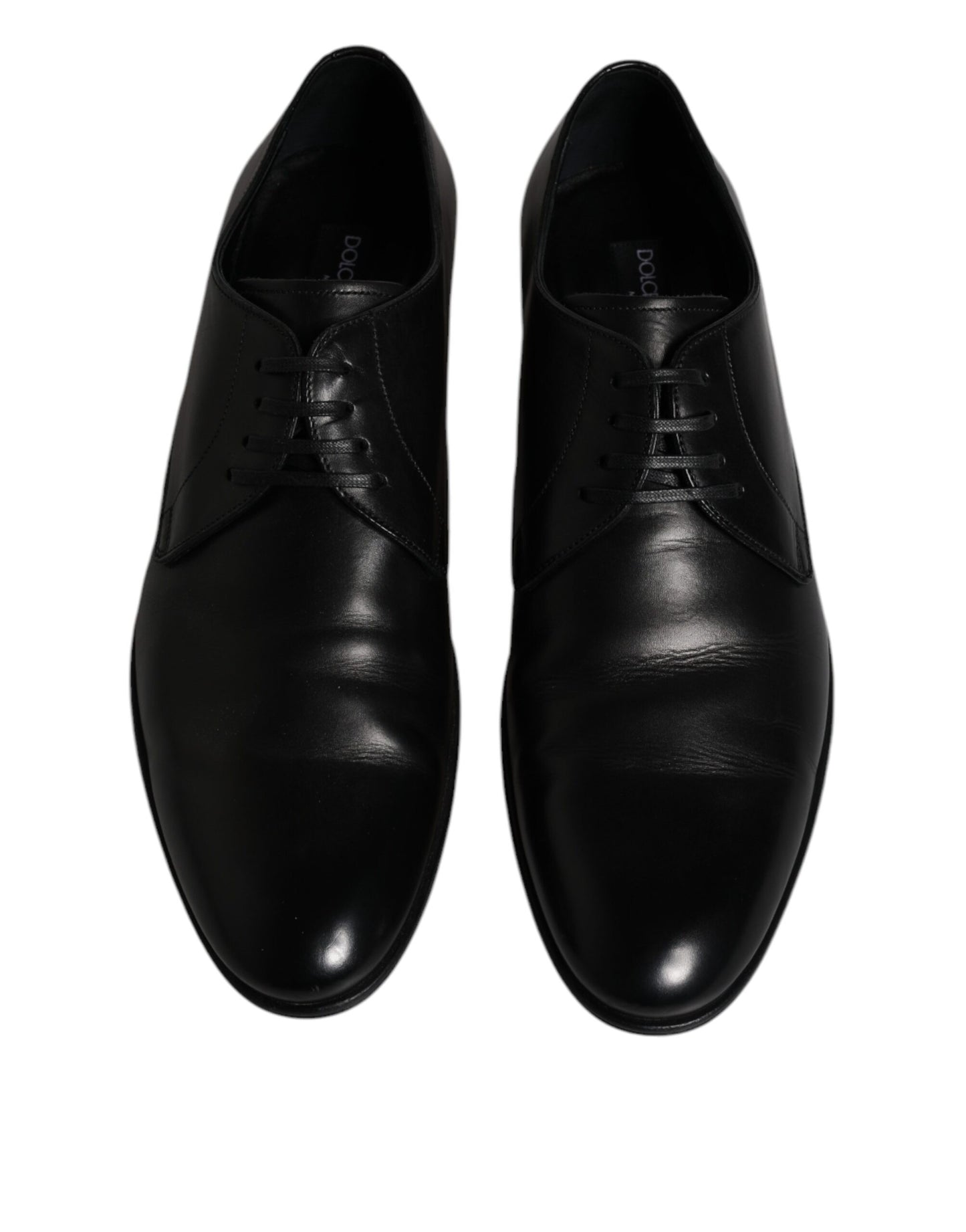 Dolce &amp; Gabbana Black Leather Lace Up Men Derby Formal Shoes